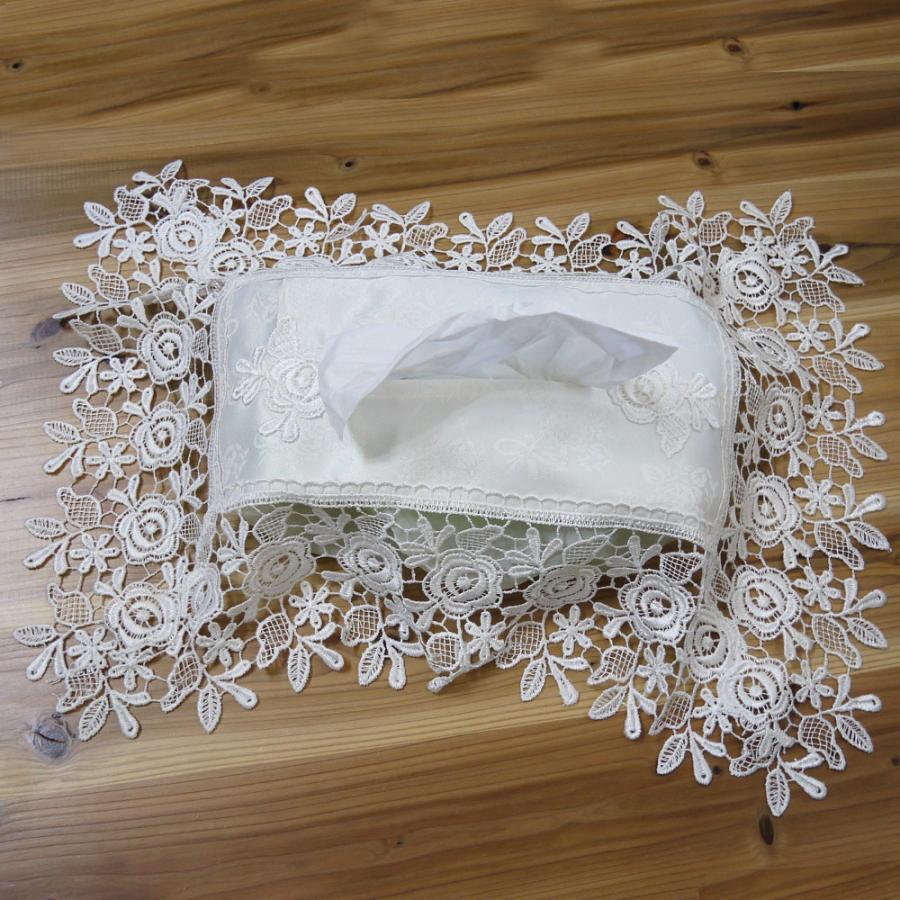 ティッシュカバー ティッシュケース かわいい おしゃれ レース 花柄 白色 上品 ゴージャス リビング 寝室 バラ ローズ 薔薇 zk ギフト プレゼント | 