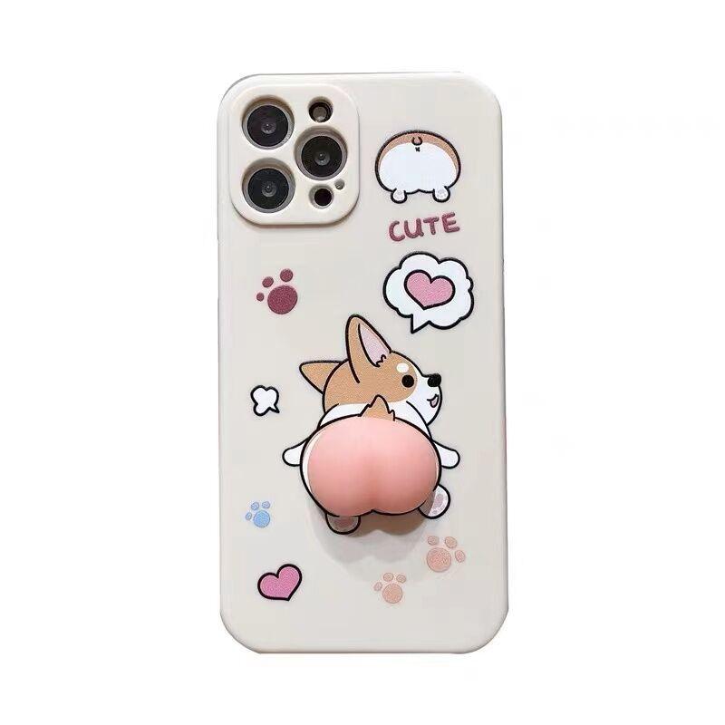 iPhone ケース 12 13 mini Pro Max コーギーのお尻 Q弾 3D スクイーズ