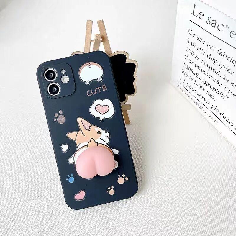 iPhone ケース 12 13 mini Pro Max コーギーのお尻 Q弾 3D スクイーズ