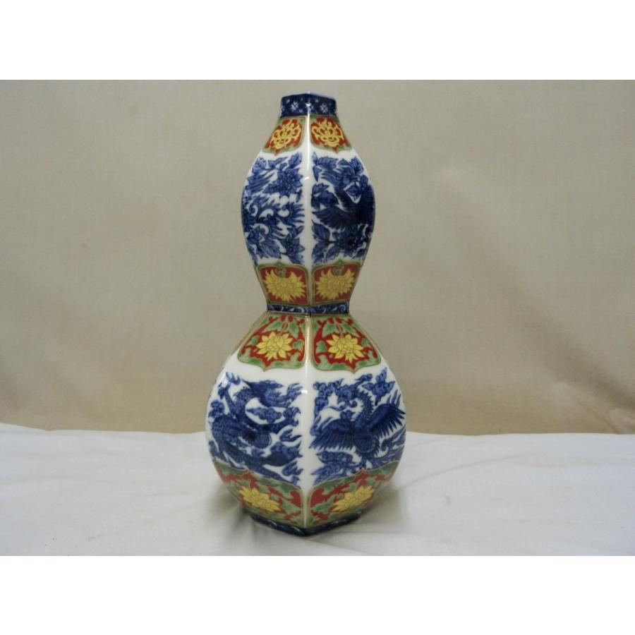 中国陶磁器 花器花瓶 多角面 色絵龍鳳凰花文 WA 古董古玩 瑠璃 鑑賞 