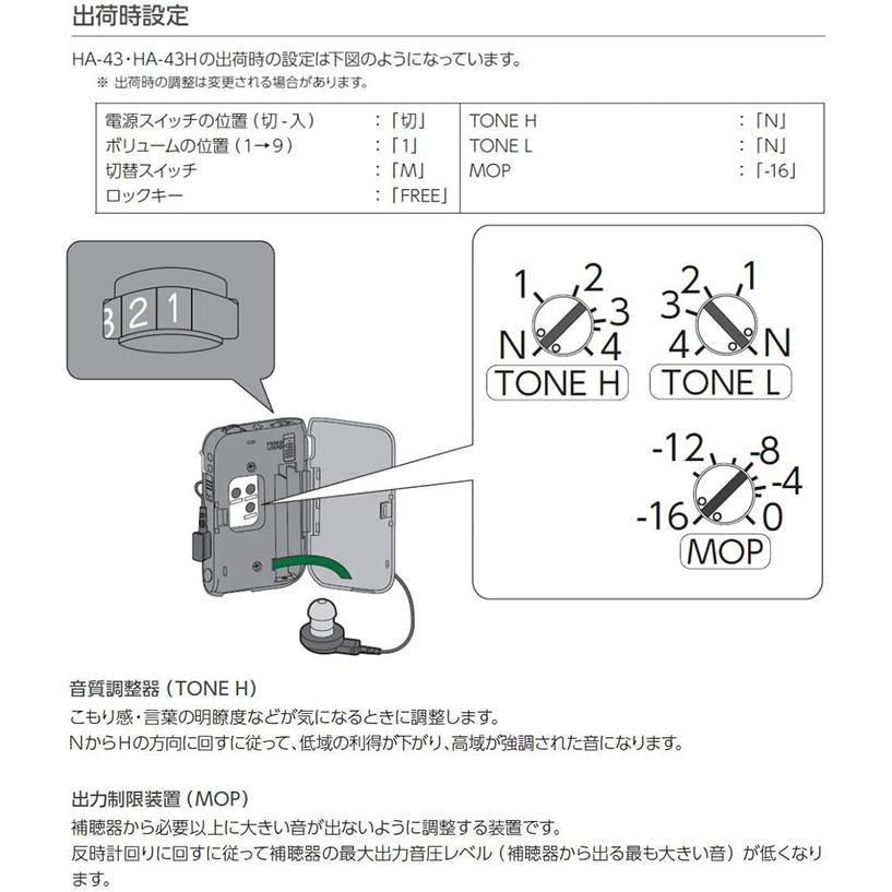 ポケット型補聴器 HA-43 RIONET リオネット アルカリ乾電池プレゼント