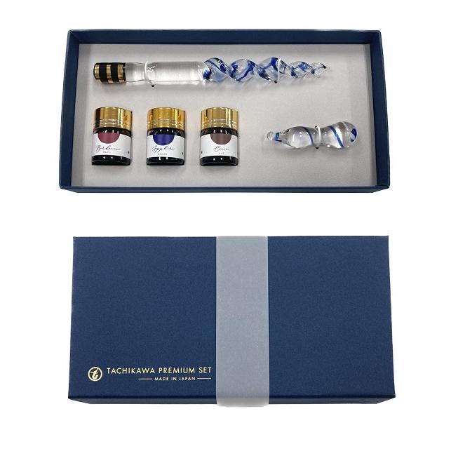 限定タチカワプレミアムセット　シェルフィッシュ 限定色＞ガラスペン軸プレミアムセット・シェルフィッシュ(ルビー