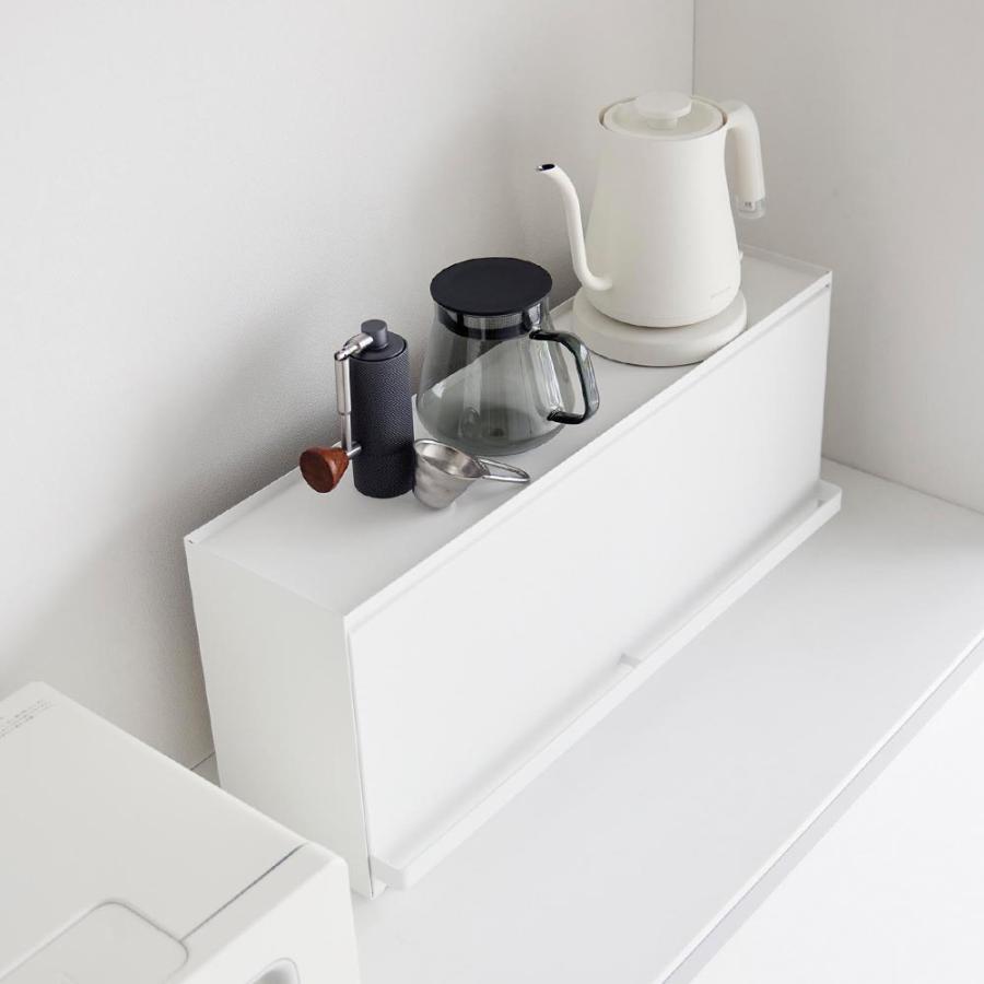 前が開くキッチンカウンター上収納ラック タワー D15 山崎実業 tower ホワイト ブラック 1の画像
