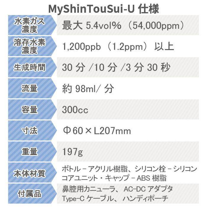 マイ浸透水 水素吸入器 （色:ホワイト） ＊目立った汚れ傷無 最新型 MyShinTouSui-U 水素水サーバー+水素ガス吸入セット レビュー