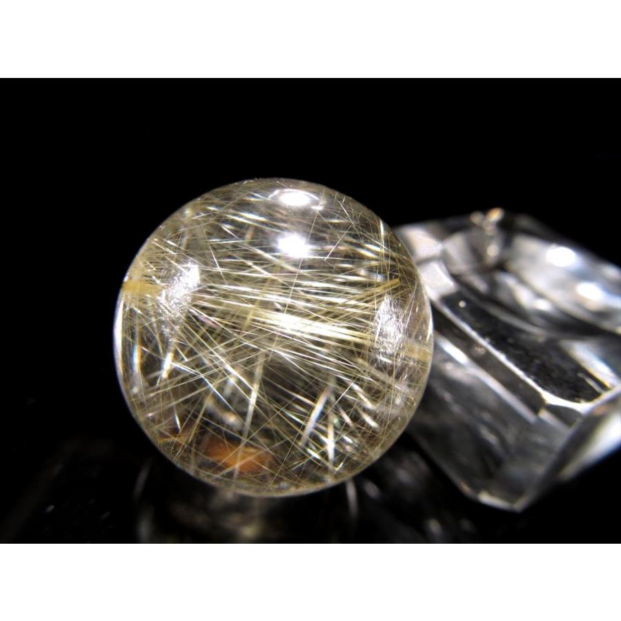 金運アップ◇ゴールドルチルクォーツ◇丸玉 約41.6㎜ （☆希少石丸玉  