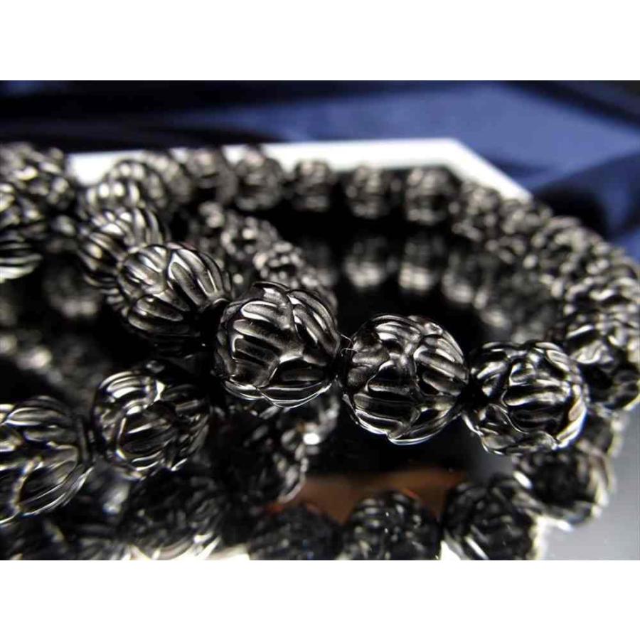 天然チベット モリオン【黒水晶】蓮彫刻ブレスレット : 天然石ひかり 
