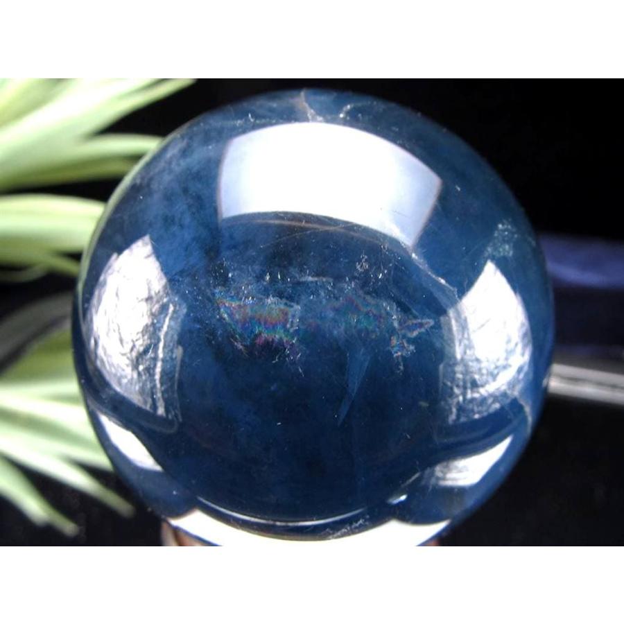 【高品質・希少】ブルーフローライト　スフィア　置物☆天然石 高品質]ディープブルーフローライト丸玉/スフィア（直径54.4mm