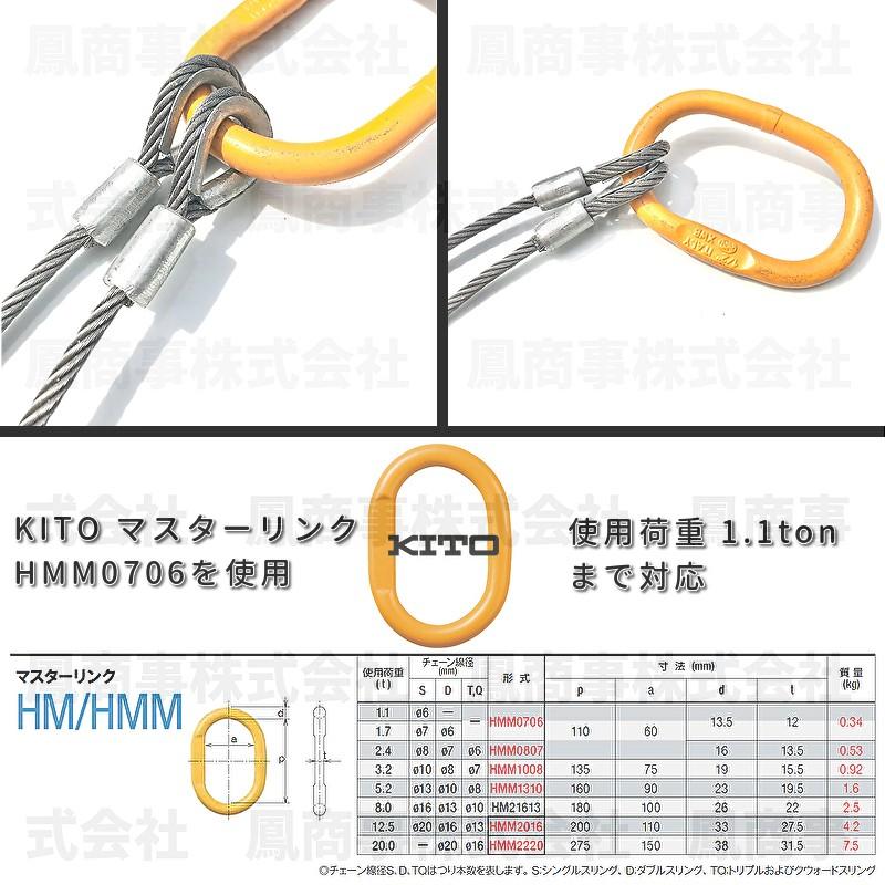 鳳商事株式会社 2点吊り Φ6mm(2分) フック付ワイヤーロープ 使用荷重400〜550kg用 (0.5m) JIS規格品 玉掛け メッシュパレット スリング 吊り具 シャックル｜aistore2019｜02