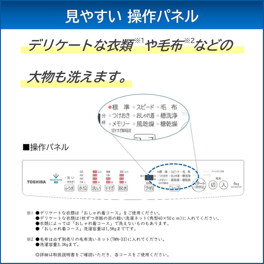 TOSHIBA（東芝） 全自動洗濯機 洗濯6.0kg AW-6DH1 : A.I STORE - 通販