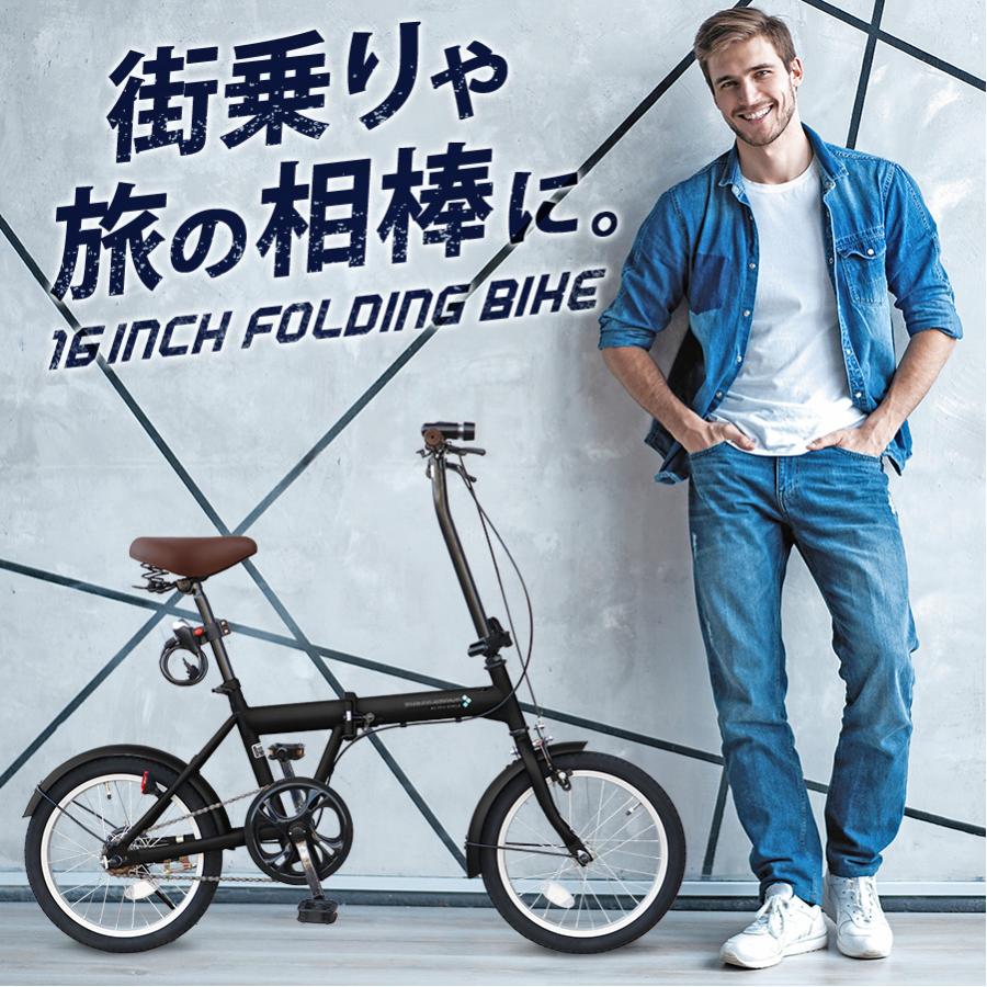 アイジュサイクル 自転車 折りたたみ自転車 16インチ 1段 ギア メンズ