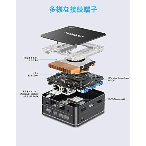 ミニpc 第11世代N5105 最大2.9GHz 8GB/512GB DDR4 2933MHz 小型PC UHD