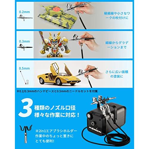 urlife HPADC 2色 エアブラシ コンプレッサー 2本エアブラシを同時に使用できる 色替え時間の短縮 コンプレッサー エアブラシ用 パ また HPADC コンプレッサー
