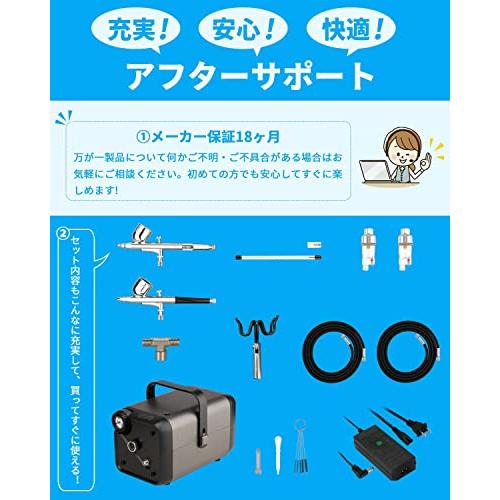 urlife HPADC 2色 エアブラシ コンプレッサー 2本エアブラシを同時に使用できる 色替え時間の短縮 コンプレッサー エアブラシ用 パ また HPADC コンプレッサー
