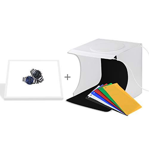 PULUZ 20cm撮影ボックス＋LEDシャドーレスランプパネル 撮影キット 、アクリル素材、背景布6色付属 ボタン式 組立簡単 折り畳みポータ