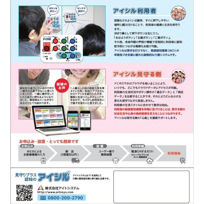 24時間365日の見守り＆認知機能低下の早期の気づき支援システム『見守りプラス認知のアイシル』 |  | 07