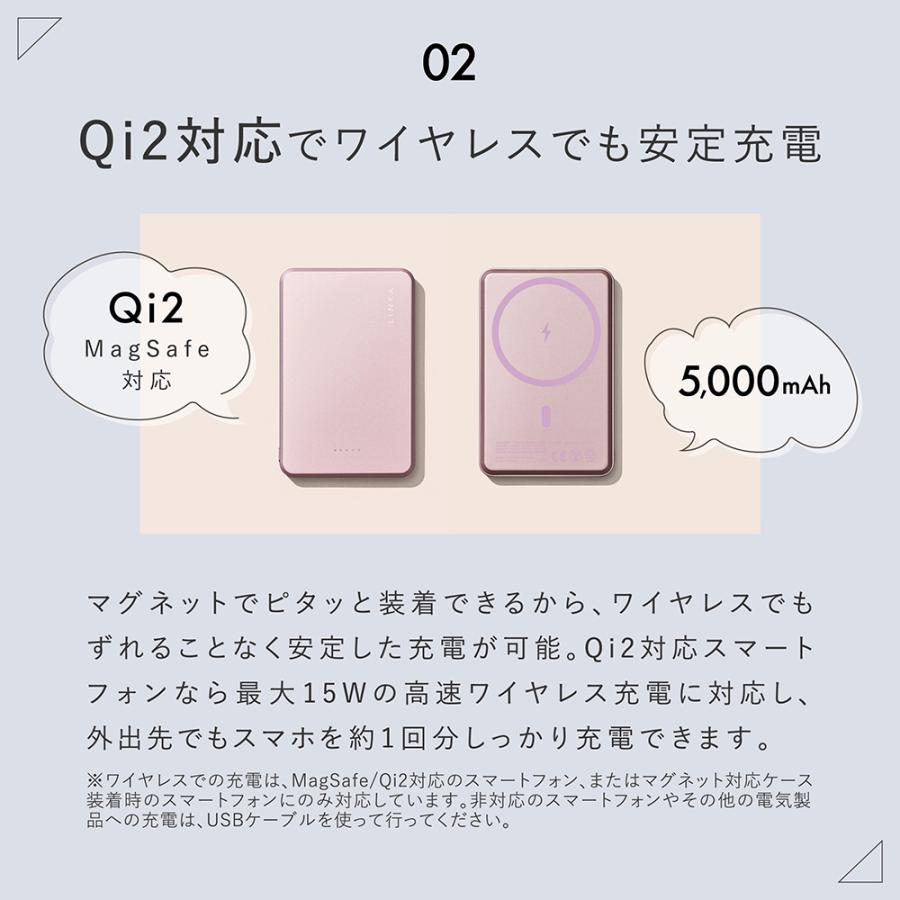 モバイルバッテリー 5000mAh 20W 1cm 100g 2h MagSafe PSE認証) LINKA