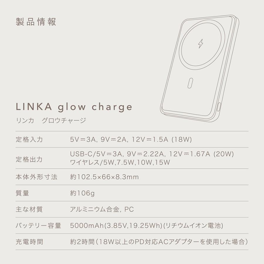 モバイルバッテリー 5000mAh 20W 1cm 100g 2h MagSafe PSE認証) LINKA