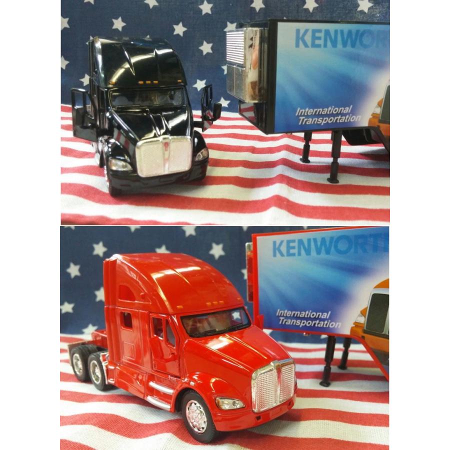 KiNSMART製 プルバックミニカーケンワースT700 コンテナトレーラー