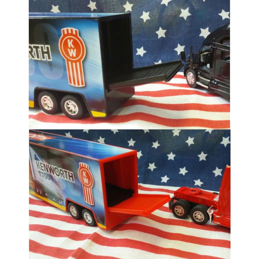 KiNSMART製 プルバックミニカーケンワースT700 コンテナトレーラー