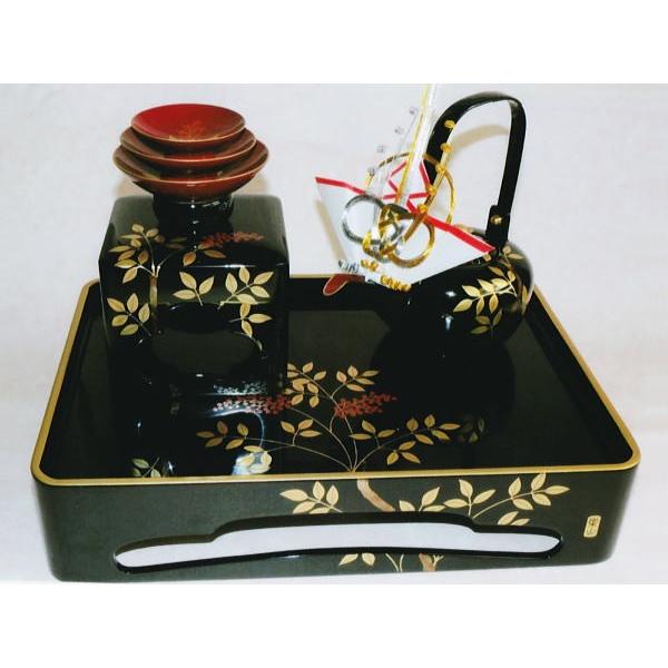 高級屠蘇セット 黒 平安型四ッ揃屠蘇器 手描き漆蒔絵 南天 屠蘇飾りプレゼント 木製 本漆 手塗り 会津漆器 会津塗 Apaproduction Fr