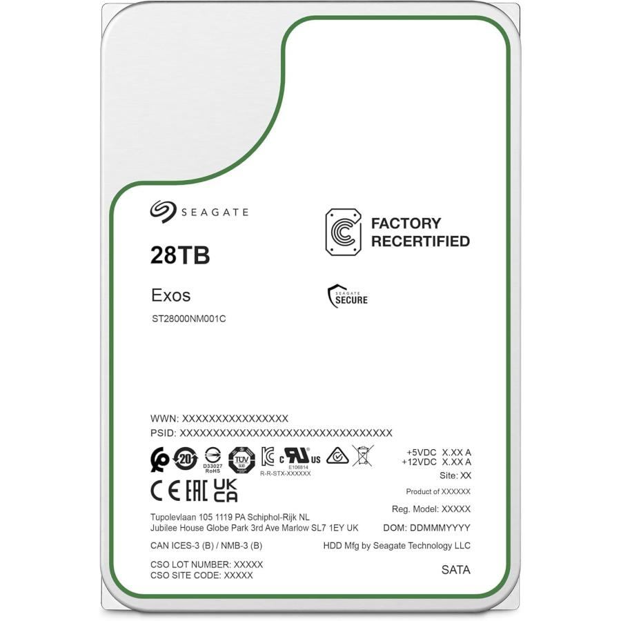 Seagate Exos X 28TB SATA 512E CMR 内蔵ハードディスク 3.5インチ HDD ST28000NM001C シーゲイト SATA  NAS データセンター 180日保証 メーカー再生品（Yahoo!・AJ Tokyo）