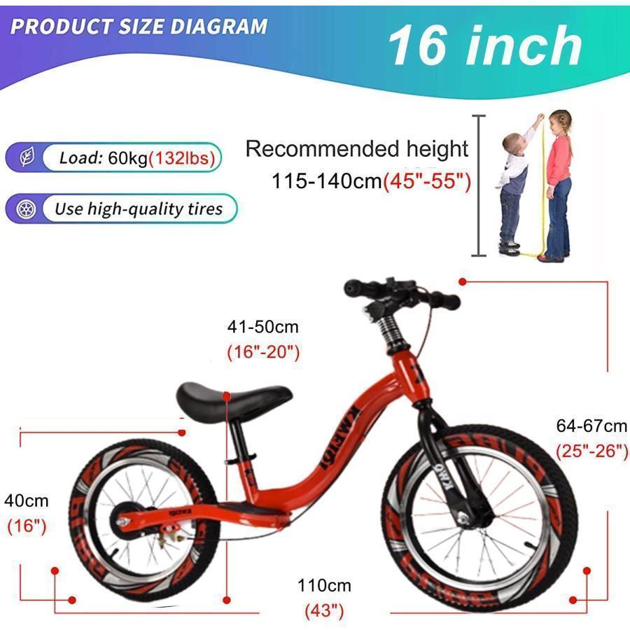 キックバイク ペダルウォーキング自転車なし 14/16/18インチ ブレーキ/フットレスト付きバランスバイク、 ストライダー ビッグキッド/アダルト/ボーイ/ガ 大きい_4