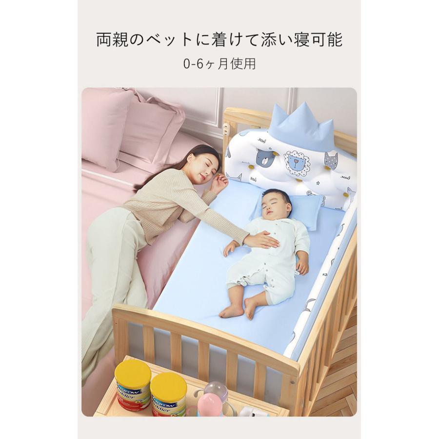 （保証3年）ベビー ベッド 木製 高さ調節 ベビー用品 新生児 赤ちゃん キャスター付 2段収納台付き 出産祝い 添い寝 ゆりかご 子供用 タイプ 天然_13