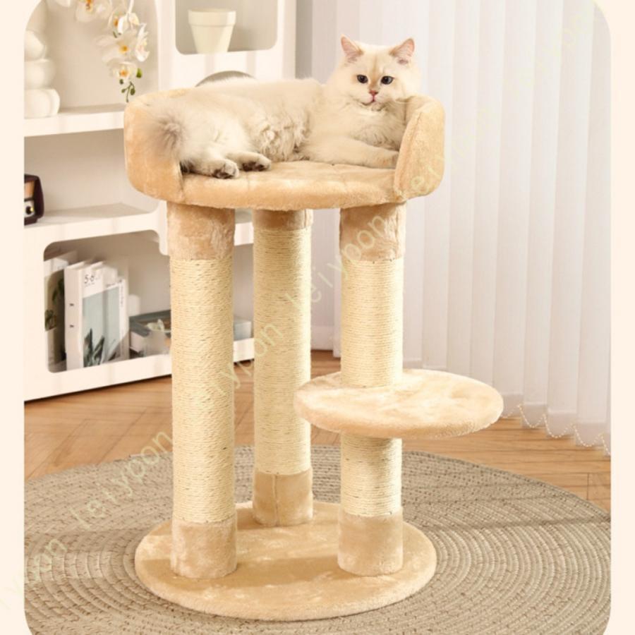 組立簡単 据え置き 子猫 小型 スリム 猫 短足猫 猫タワー かわいい 安定 爪とぎ キャットタワー おしゃれ シニア猫 猫ベッド 低い コンパクト シンプル 低め_4