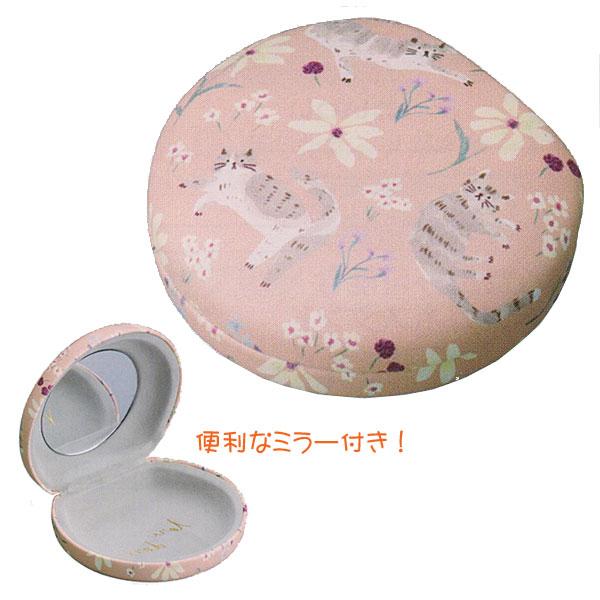 FRIENDS HILL フレンズヒル/ミラー付き アクセサリーケース/ハードケース バネ式 携帯用 猫 ネコ 花柄 フラワー ハナキャット 094367/45352798647705/パール | FRIENDSHILL