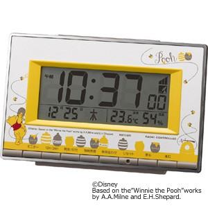 ●リズム時計　アラームデジタル ディズニー　くまのプーさん　電波目覚まし時計　8RZ133MC08（取）