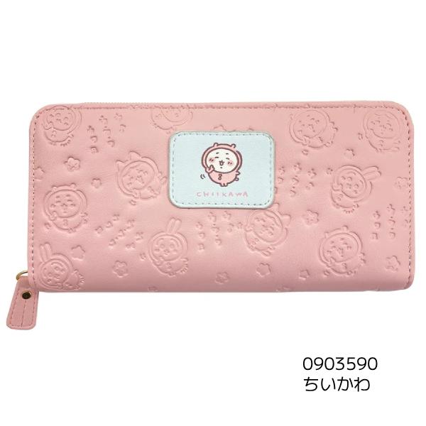 ちいかわ/プリントワッペン 型押し 長財布 ラウンドファスナー