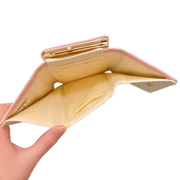 ちいかわ/サテンリボン付き 型押し 三つ折り財布 がま口 口金