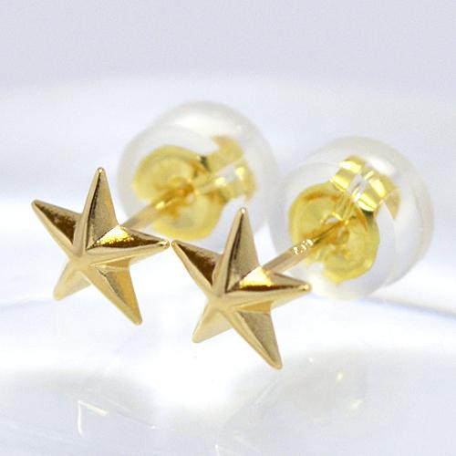 8mm 星】星のカッティングデザインピアス K18YG