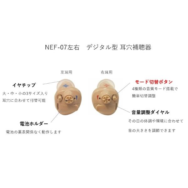 日本製　Nikon　ニコン・エシロール/デジタル式　小型　耳穴型　補聴器　左耳用　軽度〜中等度難聴向け　電池式　騒音抑制　音量調節/NEF-07-L/インター 人気・おすすめ｜使いやすい・旅行におすすめ 品質保証 全国発送 日本国内発送・最短翌日お届け