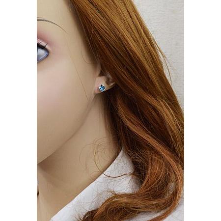 K14WG ホワイトゴールド/ブルートパーズ ハート ピアス(取寄せ/代引  