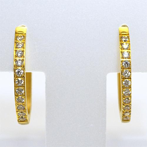 ステンレス/ワンタッチピアス フープピアス/2mm×16mm ゴールドカラー