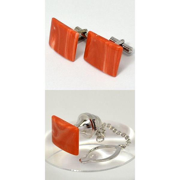 即納/珊瑚 さんご/カフスボタン・タイタックピンセット(代引き不可