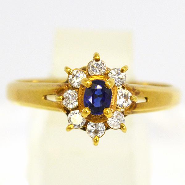 現品限り/セイコージュエリー K18 ゴールド 0.21ct 0.16ct 18金/ダイヤモンド サファイア リング 指輪 誕生石 9月 ジュエリー レディース 12号 TS-8637の画像