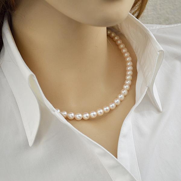 現品限り！○シルバー SILVER/淡水パール ネックレス 真珠 6~6.5mm玉 