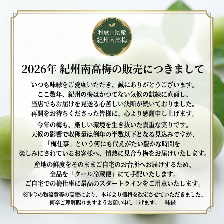 早期ご予約受付中 紀州南高梅 加工用 生梅 2L 5Kg×2箱 10Kg 和歌山
