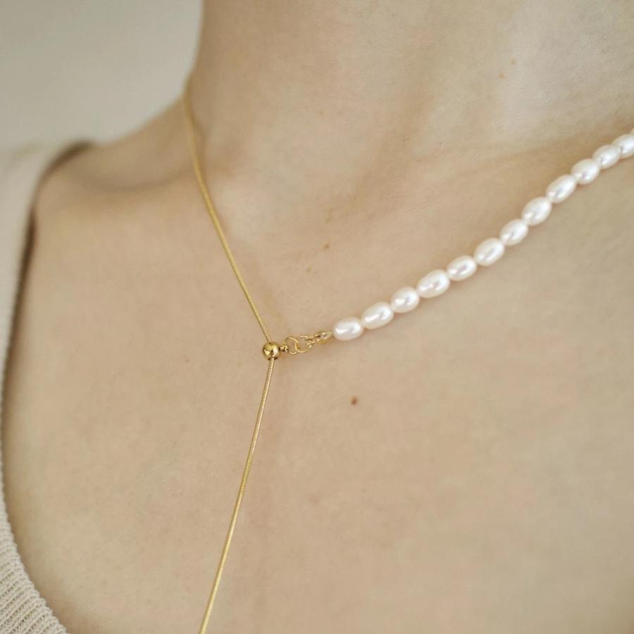 AJIRO ACCESSORY ネックレス サージカル ステンレス パール 淡水パール