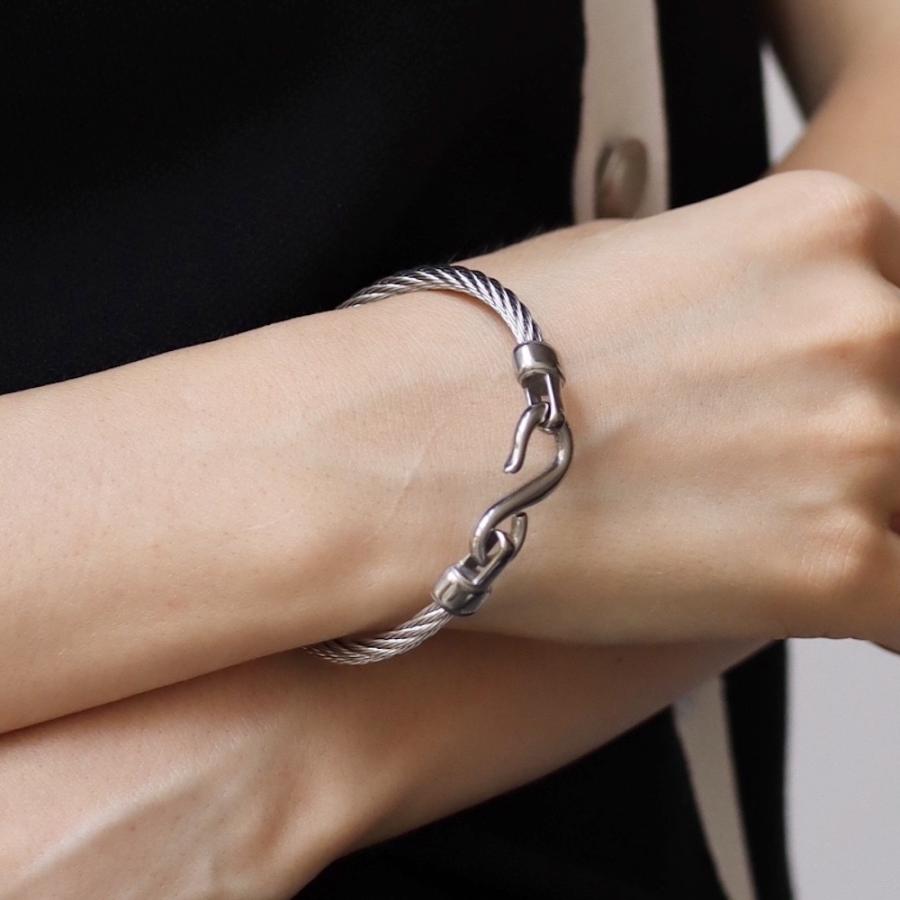 AJIRO ACCESSORY バングル ステンレス シルバー ツイスト フック