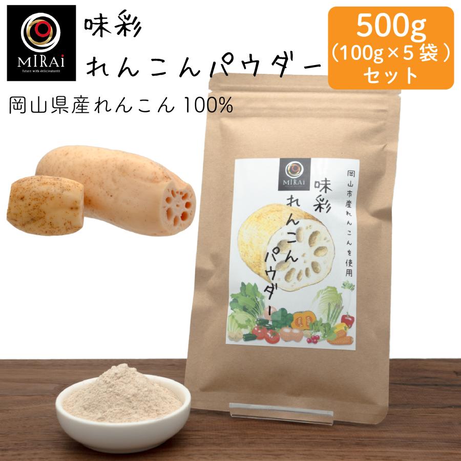 レンコンパウダー れんこん粉末 れんこん 味彩 れんこんパウダー 500g (100g×5) (岡山県産) 国産（Yahoo!・こだわり食品 味彩工房 Yahoo!店）