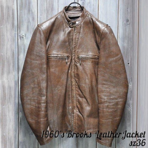 ajito J-48 1960's Brooks 36サイズ ブルックスビンテージシングルライダース 本革 古着 ヴィンテージ ビンテージ(BROWN)