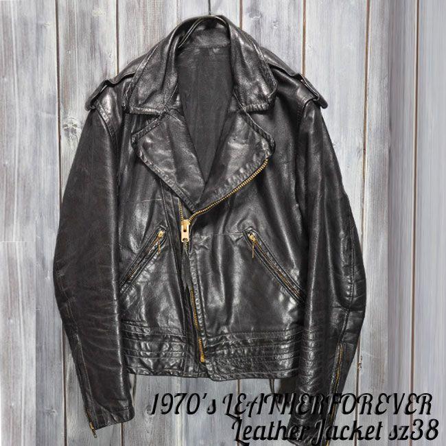ajito J-54 1970's LEATHER FOREVER 38サイズ ビンテージダブル ajito J-54 1970's LEATHER FOREVER 38サイズ ビンテージダブル