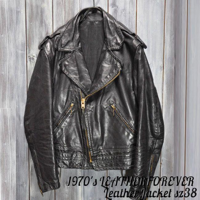 ajito J-54 1970's LEATHER FOREVER 38サイズ ビンテージダブルライダース 本革 古着 ヴィンテージ ビンテージ｜ajito