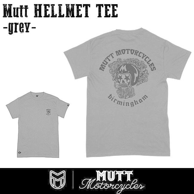 MUTT MOTORCYCLES APPAREL Mutt Hellmet T-shirt マット モーターサイクル アパレル ヘルメット スカル Tシャツ グレー MUT-01G | 
