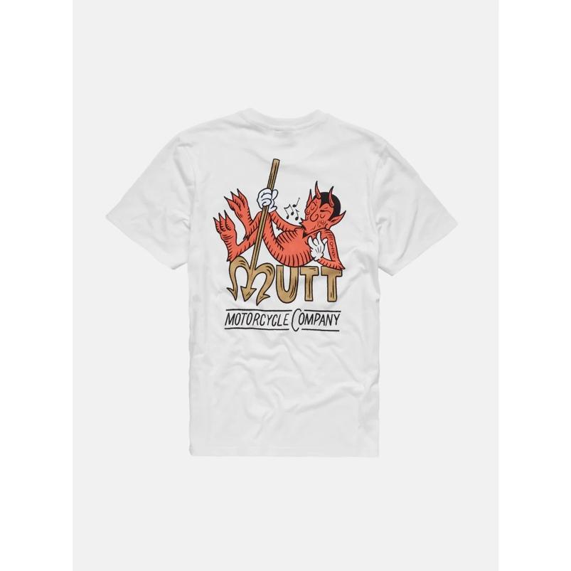 MUTT MOTORCYCLES APPAREL FORK OFF T-shirt マット モーターサイクル アパレル Tシャツ ホワイト トップス ロゴ バックプリント メンズ 白 MUT-28W | 