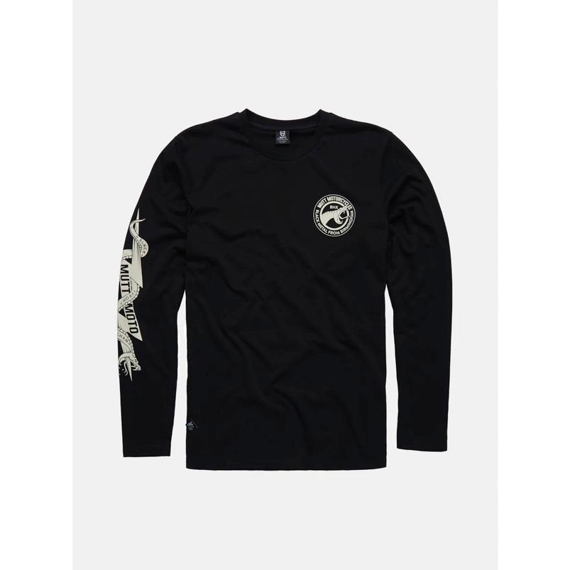 MUTT MOTORCYCLES APPAREL BLACK ADDER  マット モーターサイクル アパレル ロンT  ブラック トップス ロゴ プリント MUT-35B | 