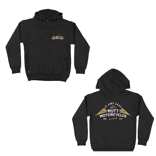 MUTT MOTORCYCLES APPAREL Mutt GREAZY PULL OVER HOOD Black マット 